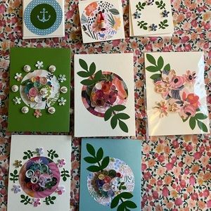 Handmade set of Rifle Paper Co cards.